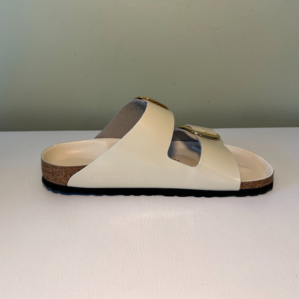 Birkenstock Arizona Big Buckle Natural Leather Patent Sandals - Picture 5 of 15